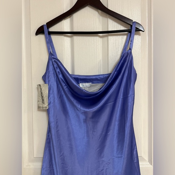 Vintage boutique Cicada “Audrise” Dark Lavender Satin Slip Dress - Size L - Picture 2 of 9